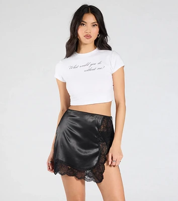 Turn On The Romance Lace Slit Satin Skirt