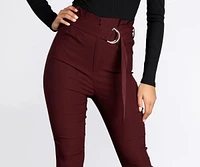 Belted Paper Bag Waist Skinny Pants