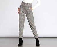 Glen Check Paper Bag Belted Pants