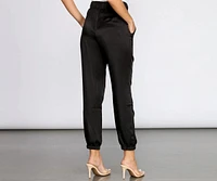 High Waist Satin Joggers