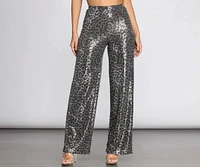 Leopard Sequin Wide Leg Pants