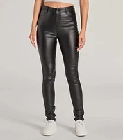 High-Rise Coated Skinny Pants