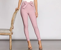 High Waist Tie Front Skinny Pants