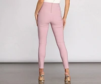 High Waist Tie Front Skinny Pants