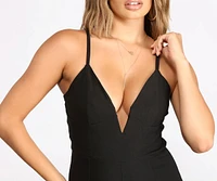 Classic and Chic Plunging V-Neck Catsuit