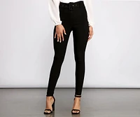 High Waist Belted Skinny Pants