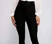 High Waist Belted Skinny Pants