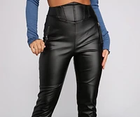 High Corset Waist Faux Leather Pants