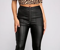 High Waist Coated Faux Leather Skinny Pants