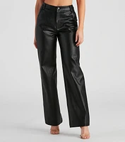 Sleek Faux Leather Straight-Leg Pants