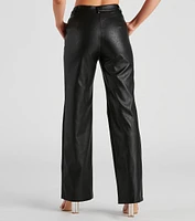 Sleek Faux Leather Straight-Leg Pants