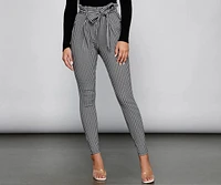 Houndstooth Paper Bag Skinny Pants