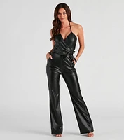 Chic The City Faux Leather Jumpsuit