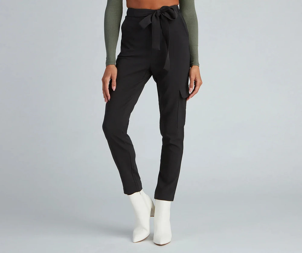 Chic Tie-Waist Twill Pants