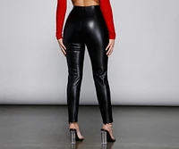 High Waist Faux Leather Tapered Leggings