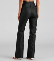 Stylish Ambition Coated Wide-Leg Pants