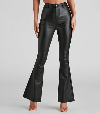 Stylish Flare High-Rise Coated Pants