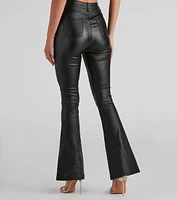 Stylish Flare High-Rise Coated Pants