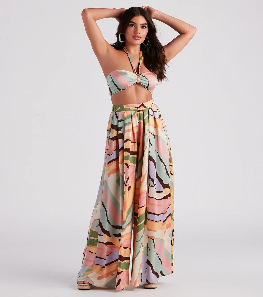 Bring The Heat Printed Wide-Leg Pants