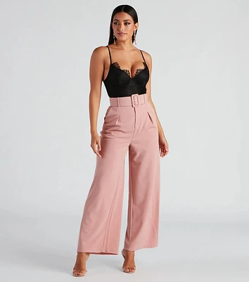 Flip Reverse Belted Trouser Pants