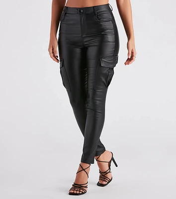 Casually Elevated Faux Leather Cargo Pants