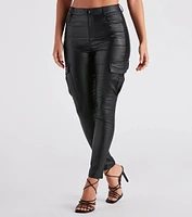 Casually Elevated Faux Leather Cargo Pants