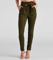 High Waist Paperbag Skinny Dress Pants