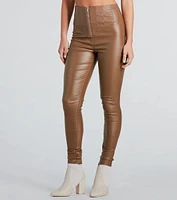 Edgy Babe Coated Faux Leather Skinny Pants