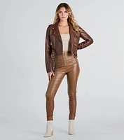 Edgy Babe Coated Faux Leather Skinny Pants