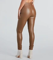 Edgy Babe Coated Faux Leather Skinny Pants