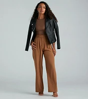 Chic Crepe Boyfriend Trouser Pants