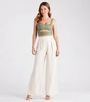 Sleek And Sophisticated Satin Wide-Leg Pants