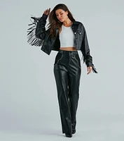 Western Flair Studded Faux Leather Pants