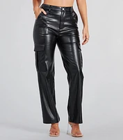 Casually Sleek Faux Leather Cargo Pants