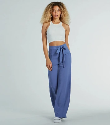 Sittin Pretty Tie Waist Wide-Leg Palazzo Pants