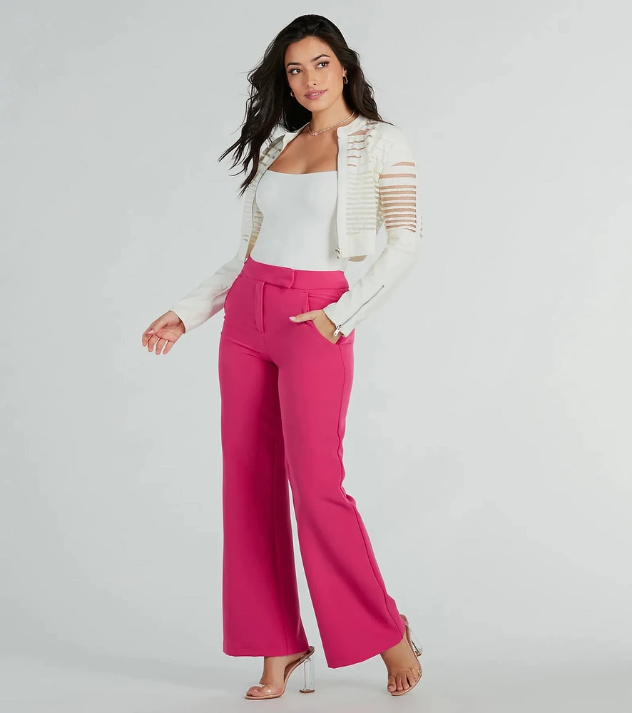 Perfectly Chic High Waist Straight-Leg Trouser Pants