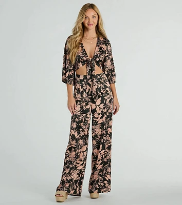 Flawless Floral High Rise Wide-Leg Satin Pants