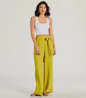 Coastal Style Woven Tie-Waist Wide-Leg Pants