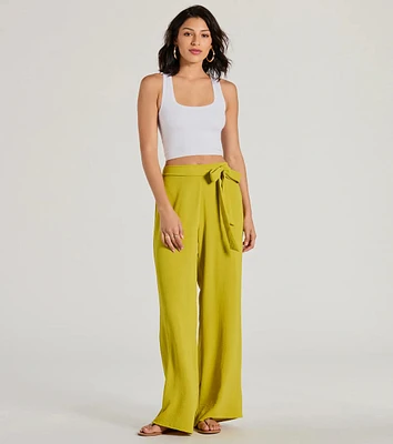 Coastal Style Woven Tie-Waist Wide-Leg Pants