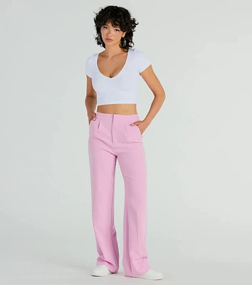 Style So Chic Straight-Leg Woven Trouser Pants