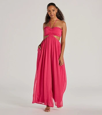 Ready To Charm Halter Cutout Wide-Leg Jumpsuit