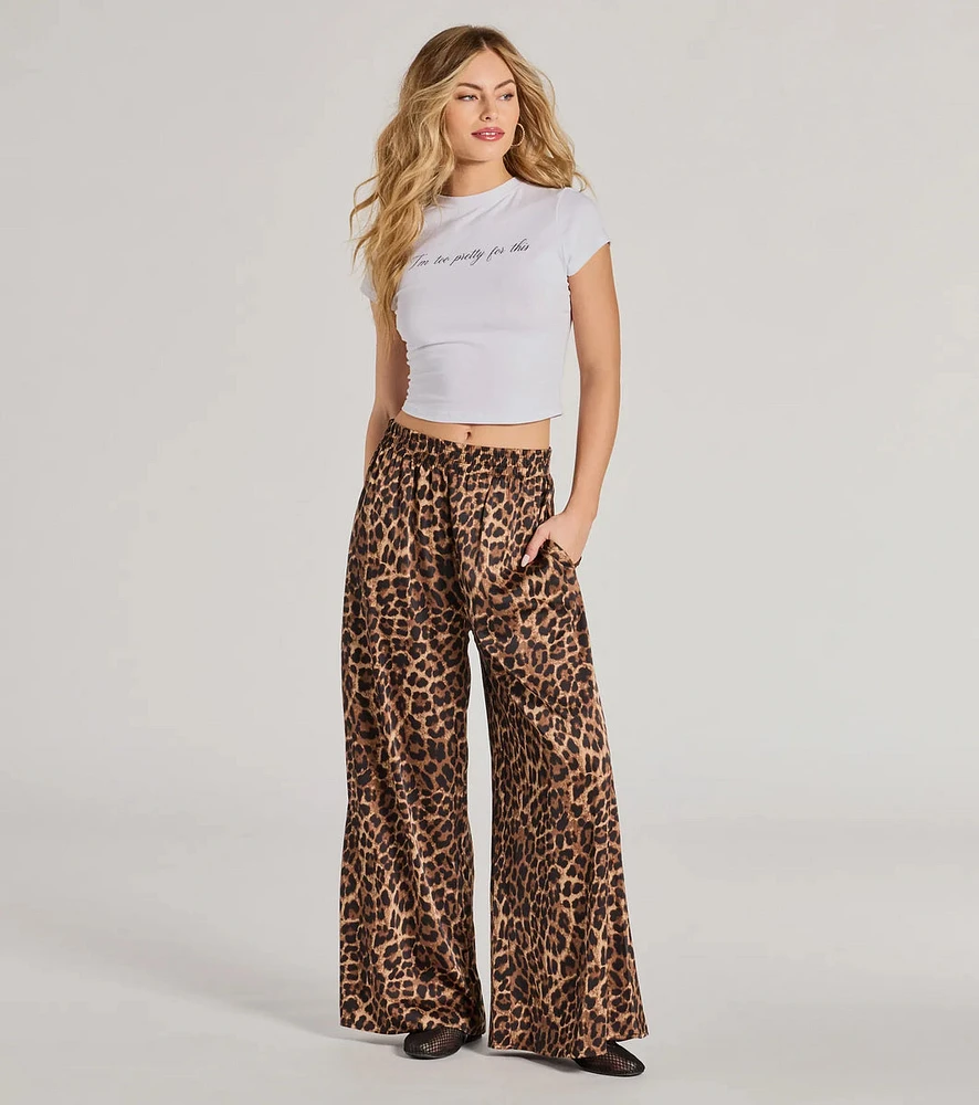 Lavish Leopard Print Palazzo Wide-Leg Pants