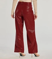 Chic Babe Faux Leather Croc-Embossed Wide-Leg Pants