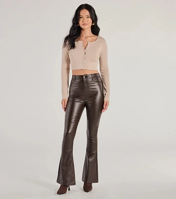 Trendsetter Alert Coated Faux Leather Flared Pants