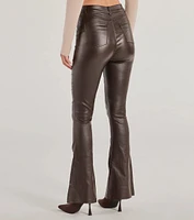 Trendsetter Alert Coated Faux Leather Flared Pants