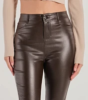 Trendsetter Alert Coated Faux Leather Flared Pants