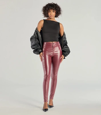 Glossy Glam Coated Faux Leather Skinny Pants