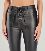 Ready For Sleek Lace-Up Flare Faux Leather Pants