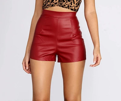 High Waist Faux Leather Dress Shorts