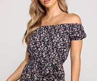 Flirty Floral Off-The-Shoulder Romper